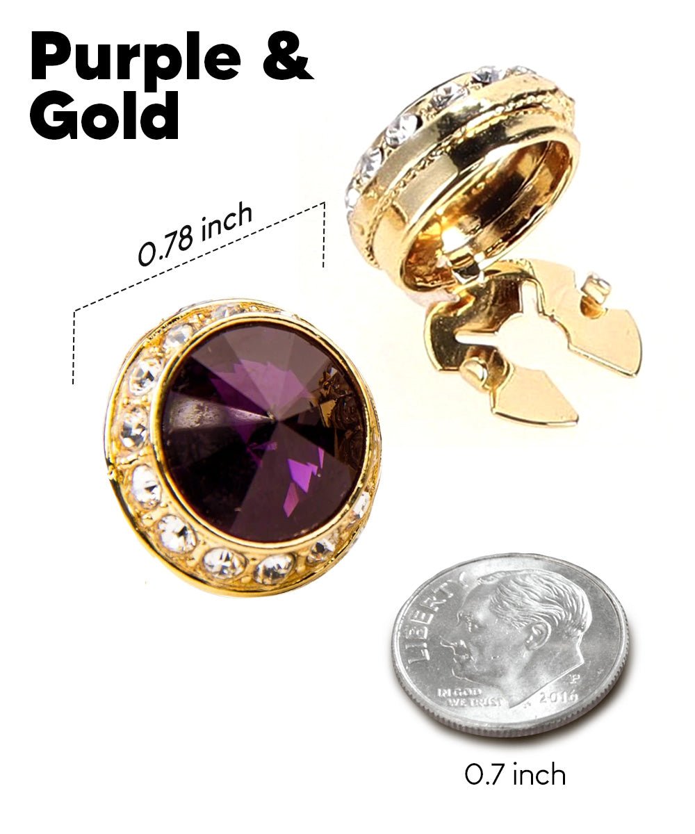 Vittorio Vico Men's Crystal Colorstone Button Cover - Suits You Sir - Purple and Gold -