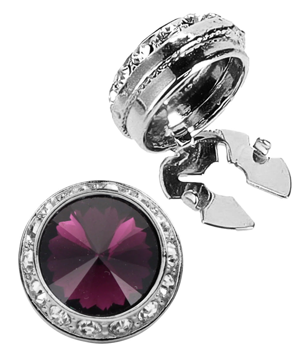 Vittorio Vico Men's Crystal Colorstone Button Cover - Suits You Sir - Purple and Silver -