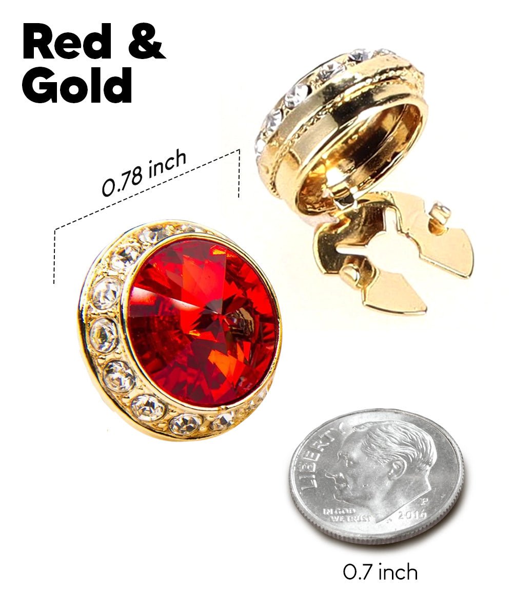 Vittorio Vico Men's Crystal Colorstone Button Cover - Suits You Sir - Red and Gold -