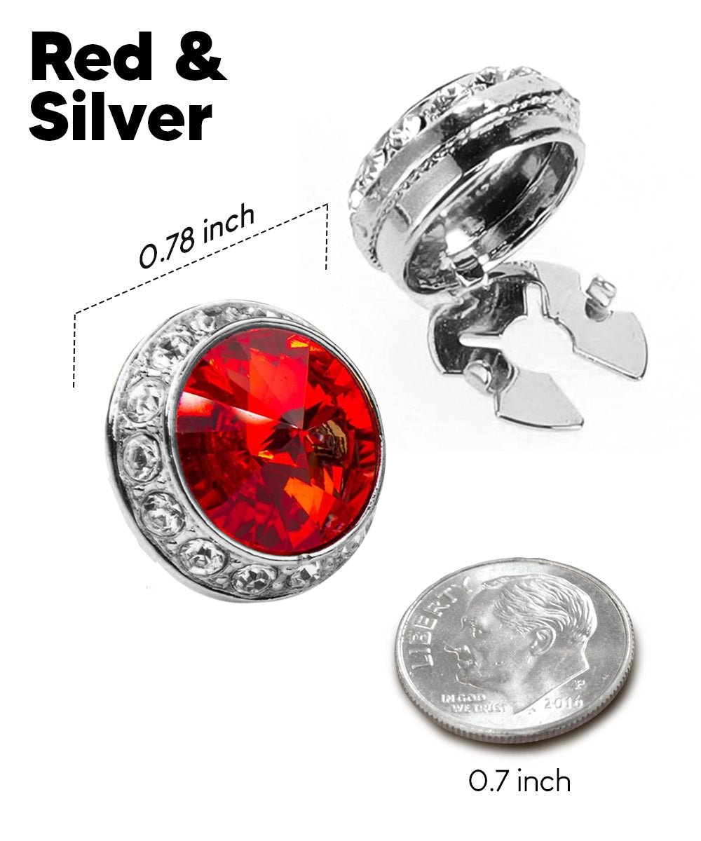 Vittorio Vico Men's Crystal Colorstone Button Cover - Suits You Sir - Red and Silver -