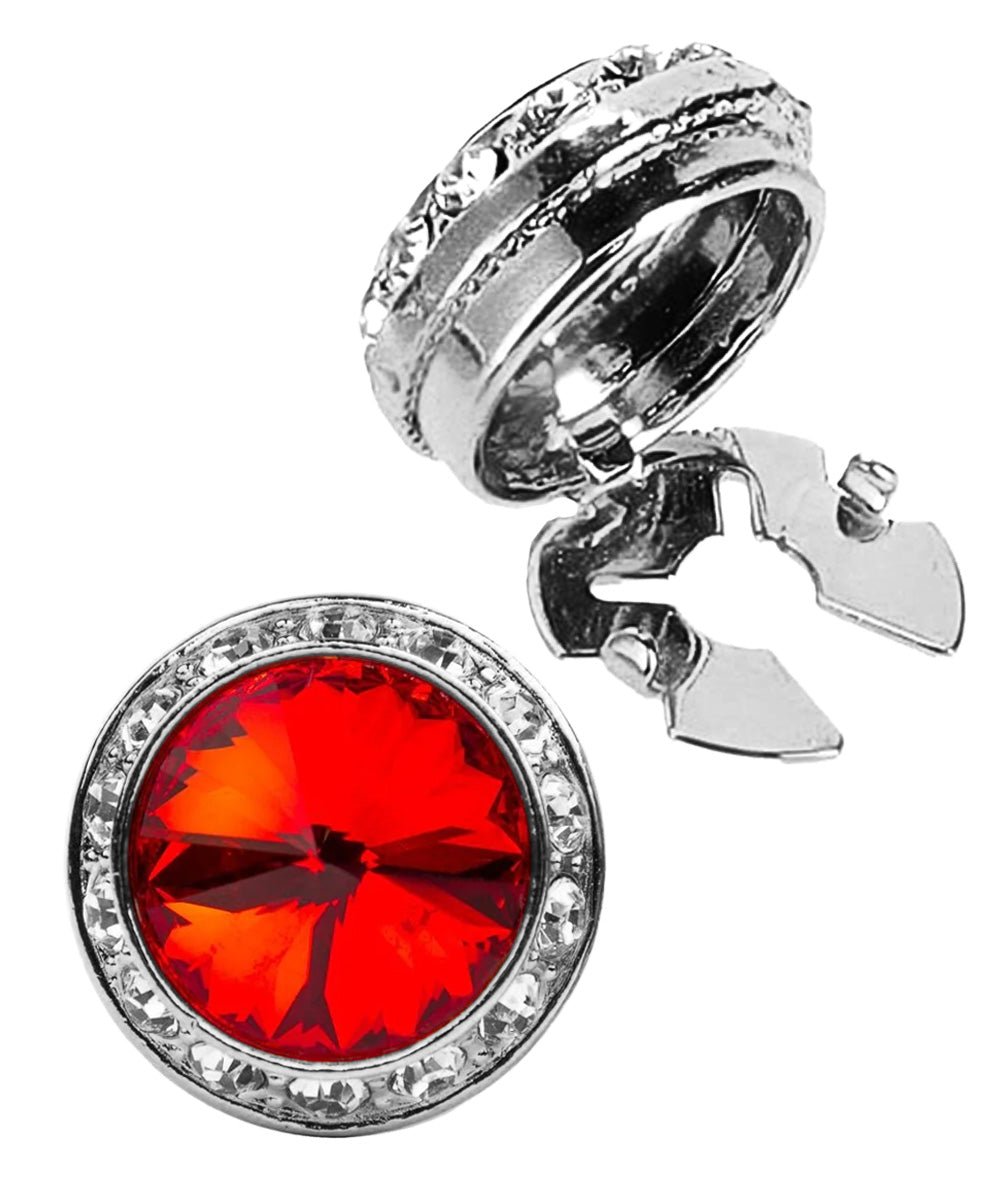 Vittorio Vico Men's Crystal Colorstone Button Cover - Suits You Sir - Red and Silver -
