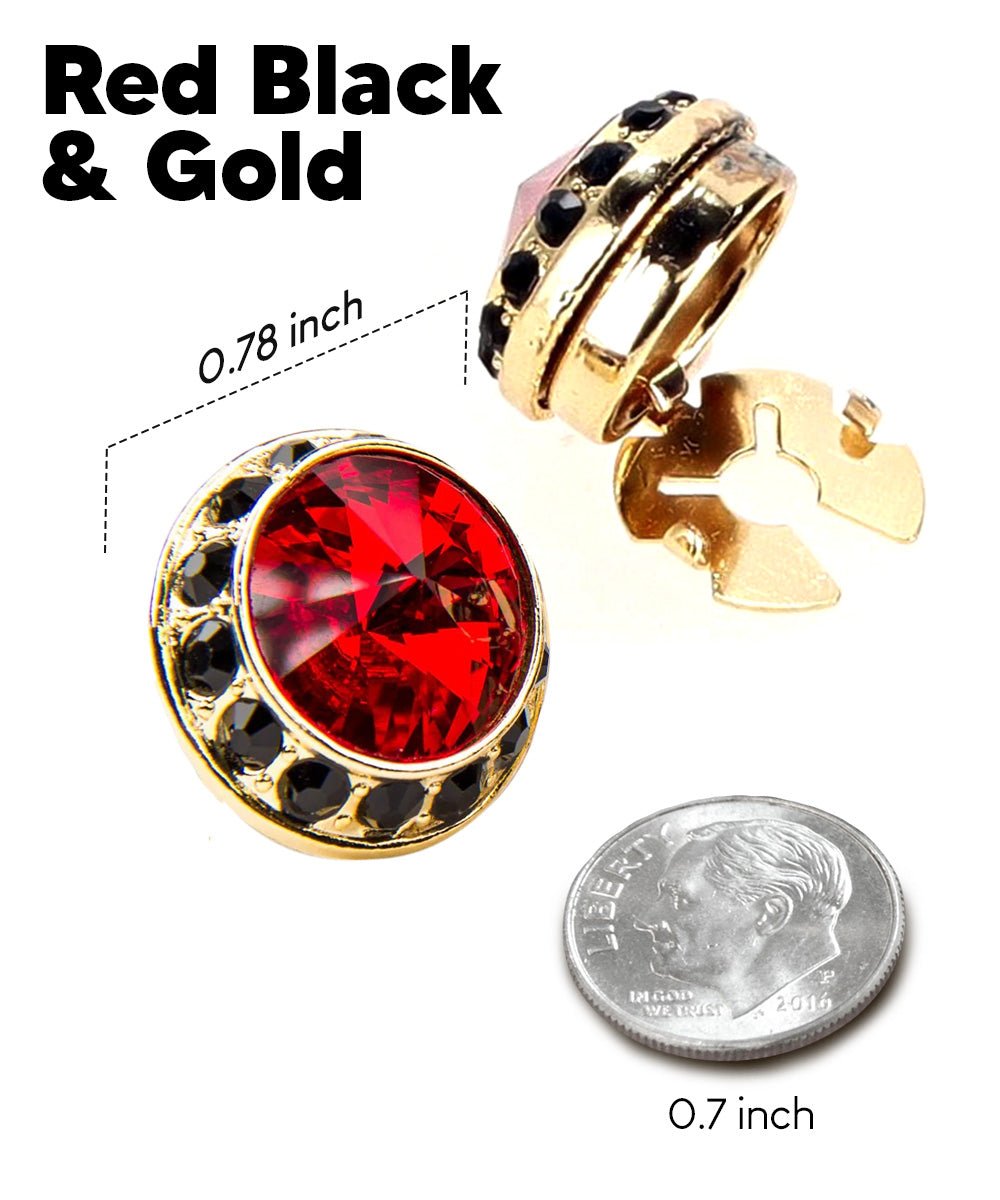 Vittorio Vico Men's Crystal Colorstone Button Cover - Suits You Sir - Red Black and Gold -