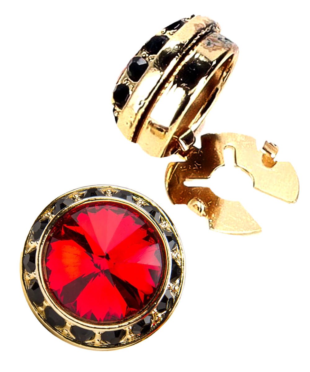 Vittorio Vico Men's Crystal Colorstone Button Cover - Suits You Sir - Red Black and Gold -