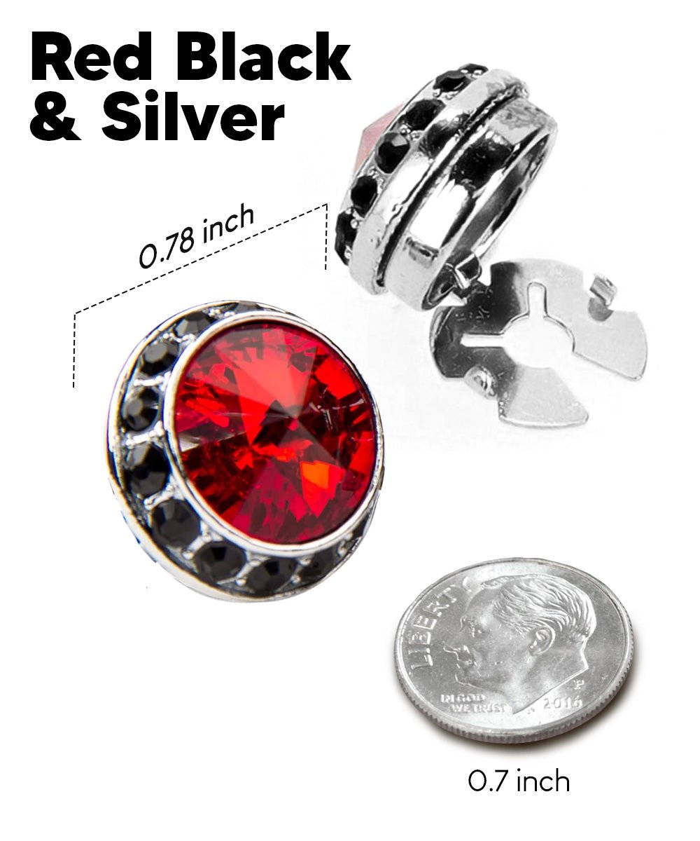 Vittorio Vico Men's Crystal Colorstone Button Cover - Suits You Sir - Red Black and Silver -