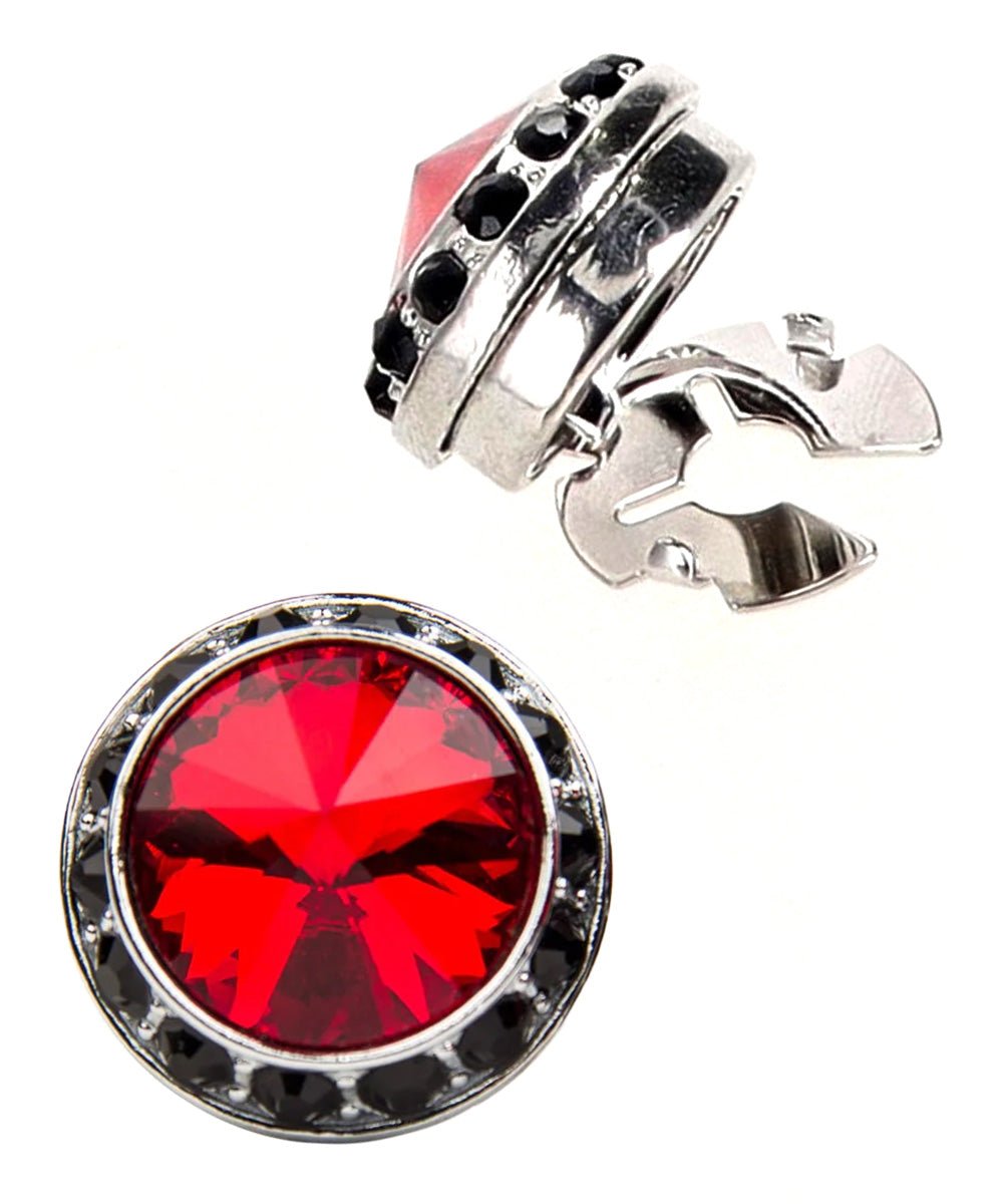 Vittorio Vico Men's Crystal Colorstone Button Cover - Suits You Sir - Red Black and Silver -