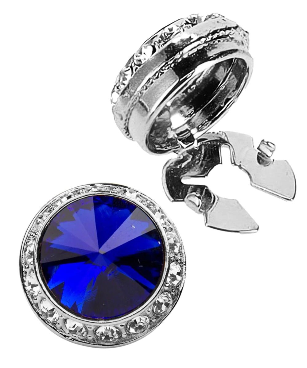 Vittorio Vico Men's Crystal Colorstone Button Cover - Suits You Sir - Royal Blue and Silver -