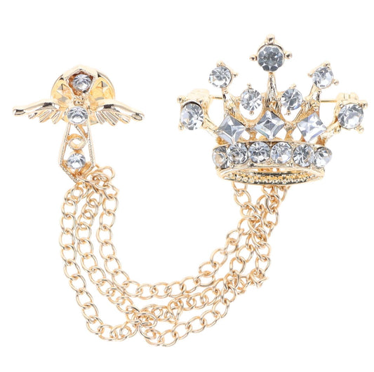 Vittorio Vico Men's Design Brooch in Gift Box - Suits You Sir - Gold Crown -