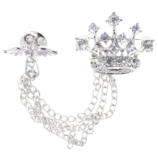 Vittorio Vico Men's Design Brooch in Gift Box - Suits You Sir - Silver Crown -