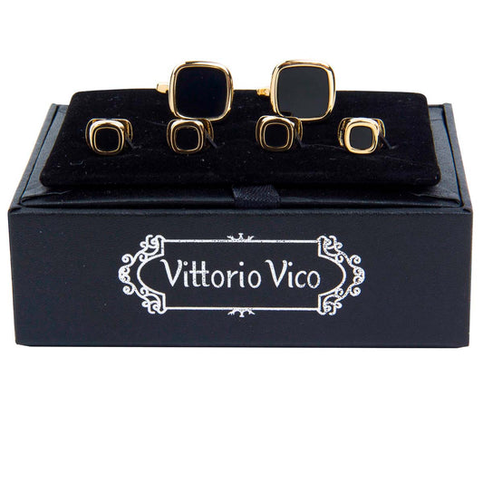 Vittorio Vico Men's Gold Cufflink & Stud Sets in Gift Box - Suits You Sir - Gold (FS - 20) -