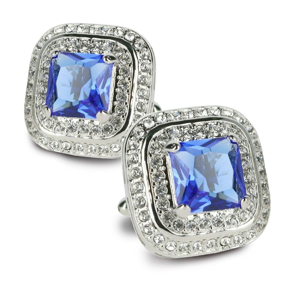 Vittorio Vico Men's Large Square Colorstone Crystal Double Diamond Set Cufflinks: CL75XX Series - Suits You Sir - Yellow and Silver -