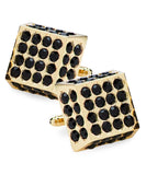 Vittorio Vico Men's Large Square Studded Colored Crystal Cufflinks: CL76XX Series - Suits You Sir - Black and Gold -