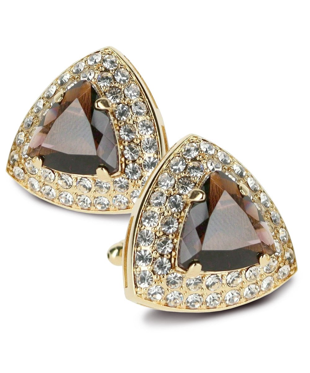 Vittorio Vico Men's Large Triangular Crystal Diamond Set Cufflinks: CL72XX Series - Suits You Sir - Purple and Gold -