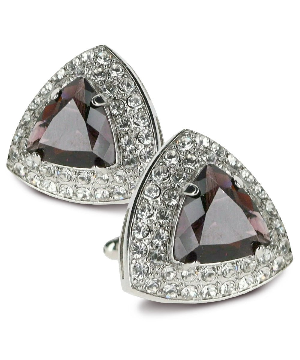 Vittorio Vico Men's Large Triangular Crystal Diamond Set Cufflinks: CL72XX Series - Suits You Sir - Purple and Silver -