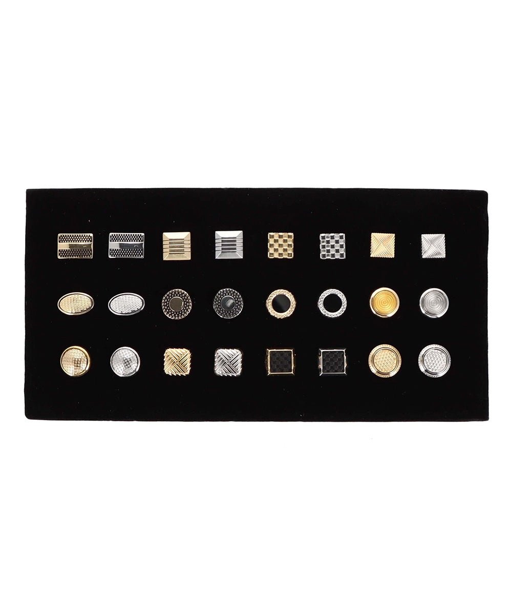 Vittorio Vico Men's Tie Tacks on Presentation Board: 24 Pack - Suits You Sir - Gold and Silver Plain -