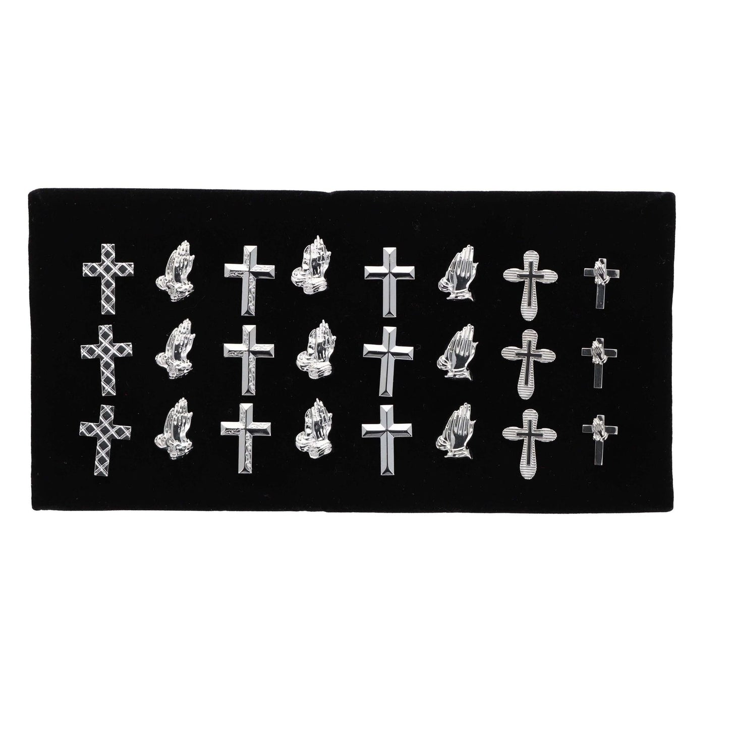 Vittorio Vico Men's Tie Tacks on Presentation Board: 24 Pack - Suits You Sir - Silver Religious -