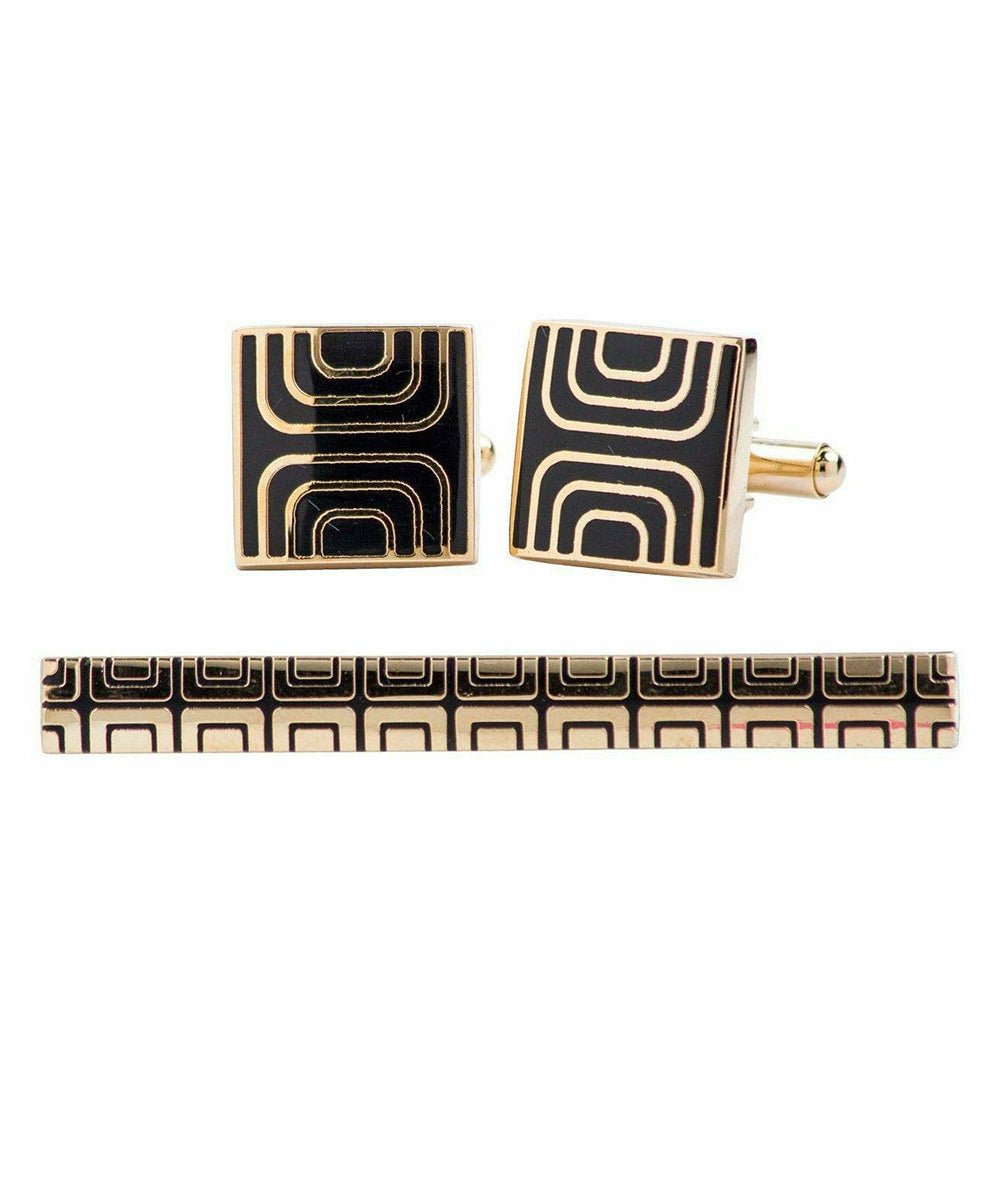 Vittorio Vico Plain Gold Cufflink & Tie Bar Set in Gift Box - Suits You Sir - CLTB 419 -