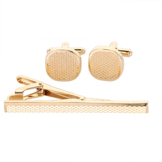 Vittorio Vico Plain Gold Cufflink & Tie Bar Set in Gift Box - Suits You Sir - CLTB 419 -