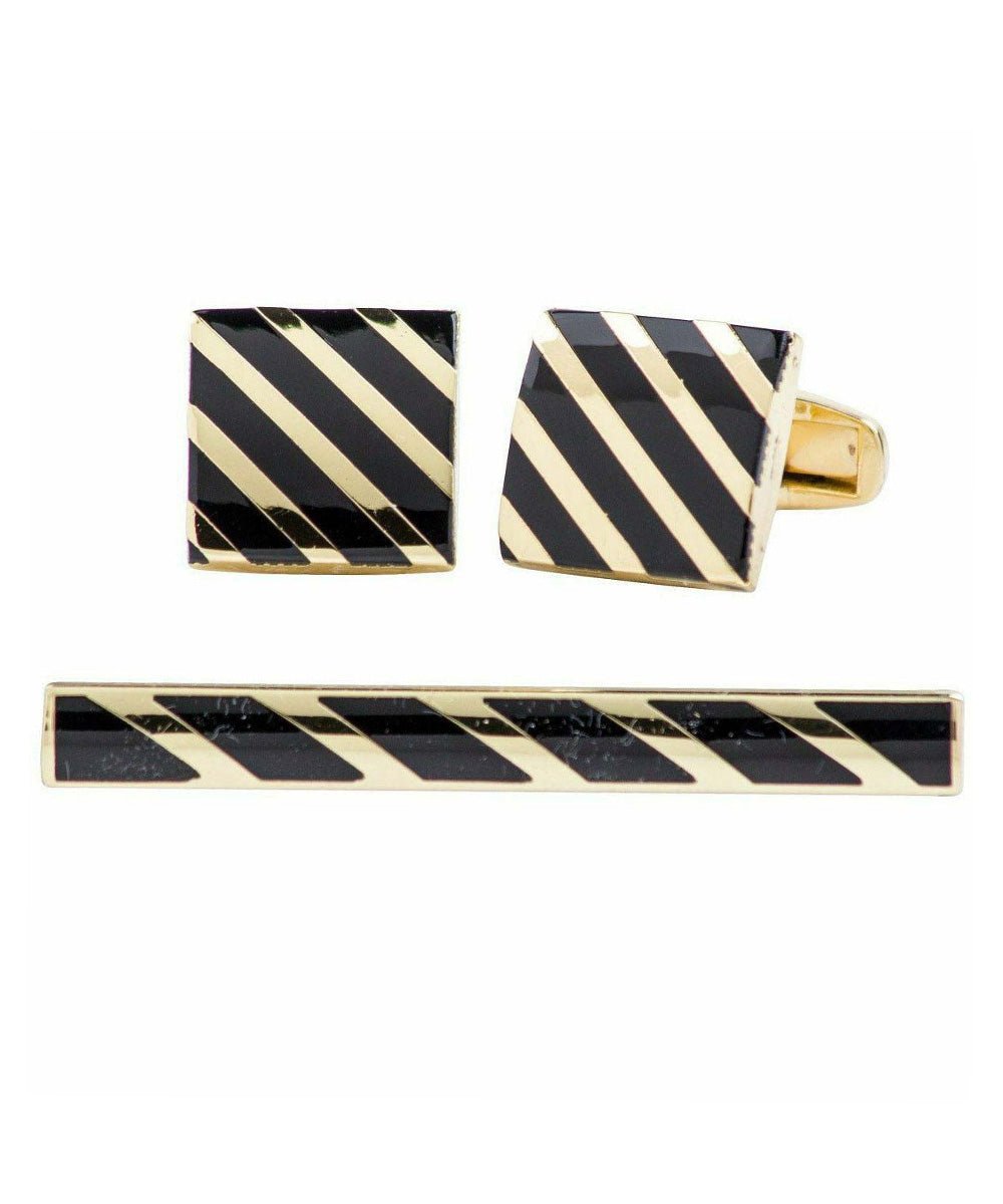 Vittorio Vico Plain Gold Cufflink & Tie Bar Set in Gift Box - Suits You Sir - CLTB 419 -
