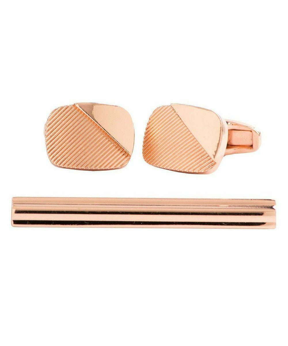 Vittorio Vico Plain Gold Cufflink & Tie Bar Set in Gift Box - Suits You Sir - CLTB 447 -