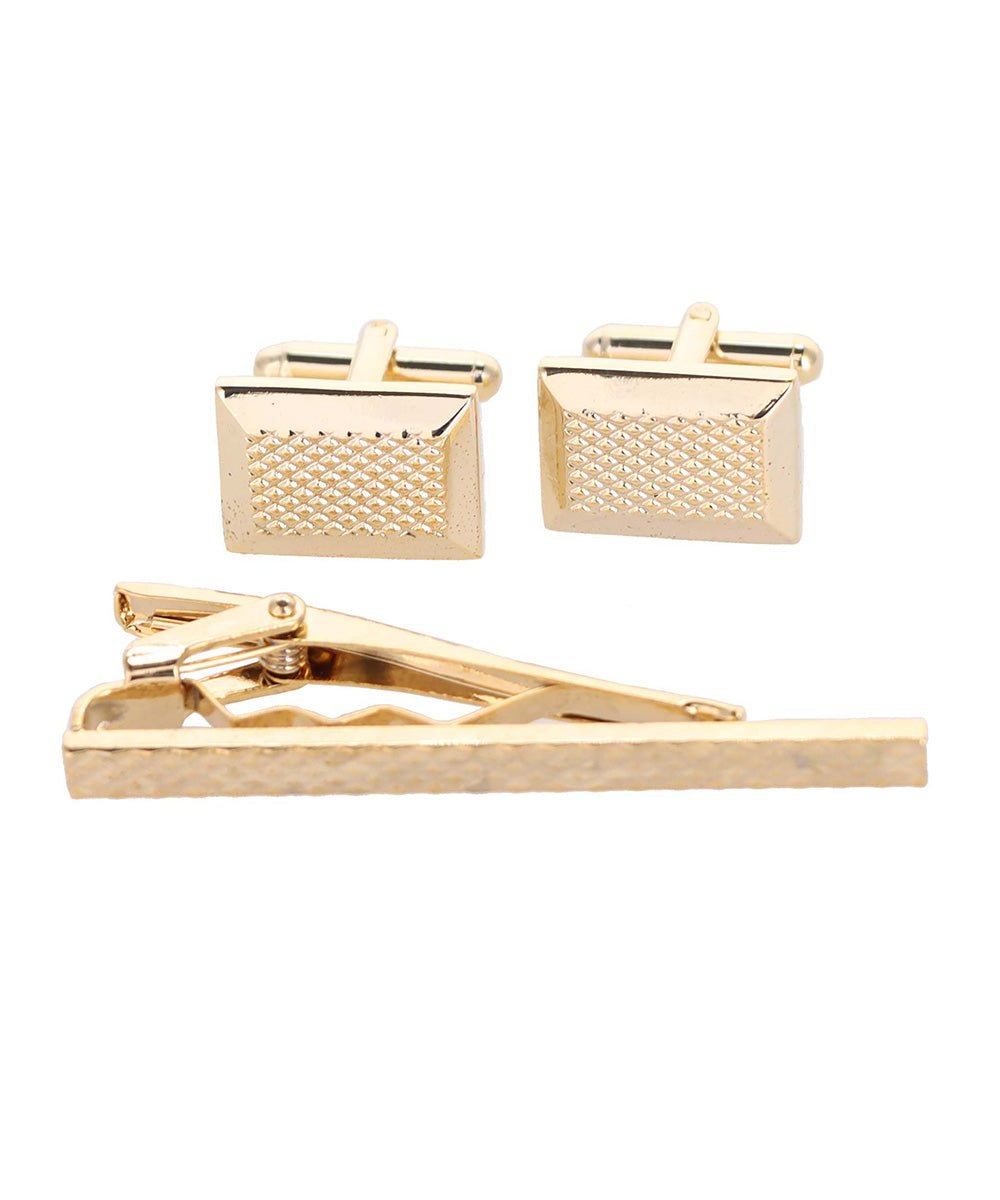 Vittorio Vico Plain Gold Cufflink & Tie Bar Set in Gift Box - Suits You Sir - CLTB 447 -