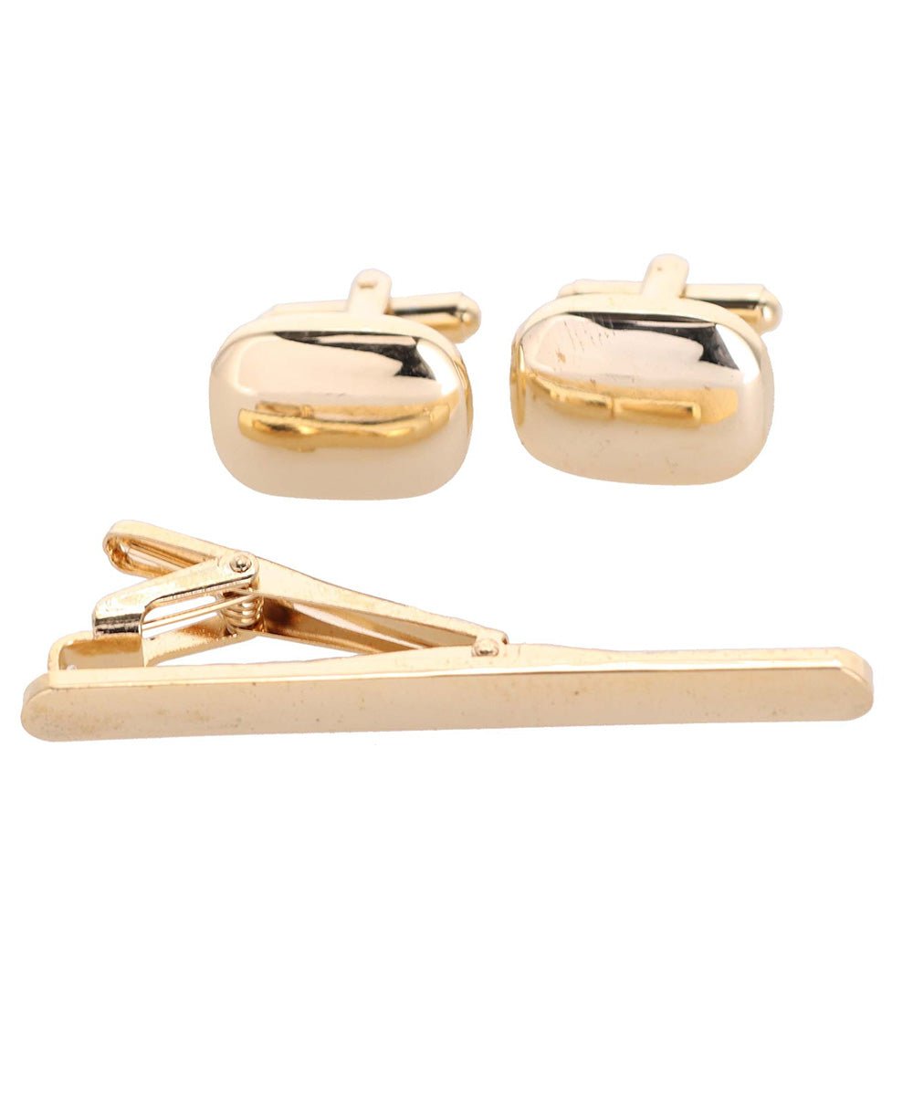 Vittorio Vico Plain Gold Cufflink & Tie Bar Set in Gift Box - Suits You Sir - CLTB 447 -