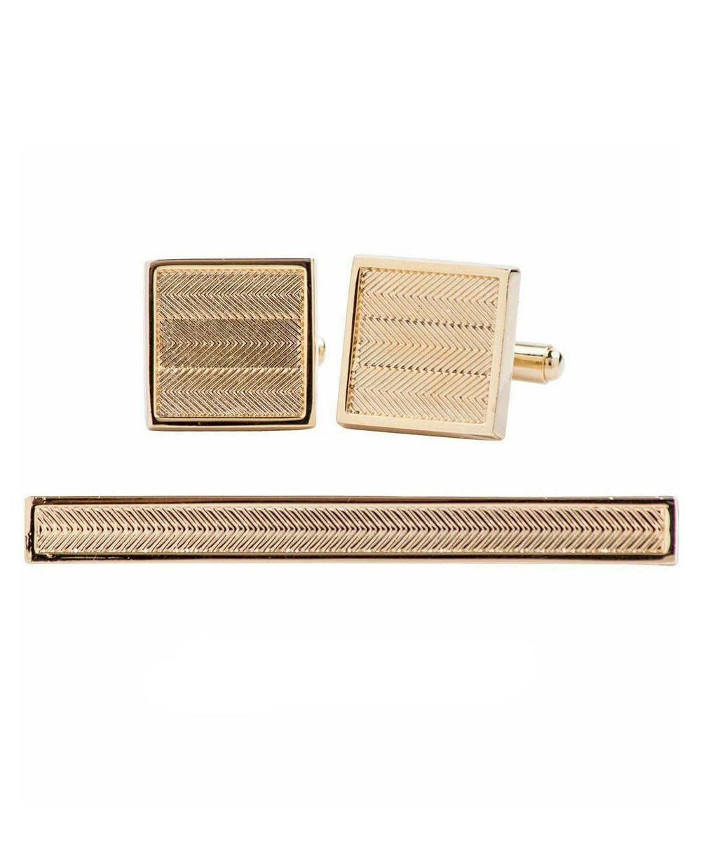 Vittorio Vico Plain Gold Cufflink & Tie Bar Set in Gift Box - Suits You Sir - CLTB 447 -