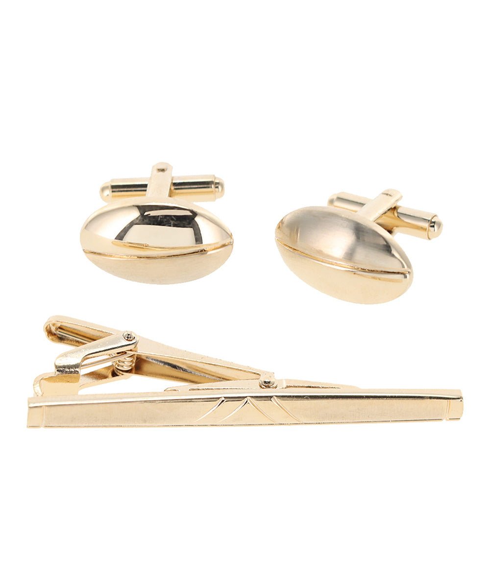 Vittorio Vico Plain Gold Cufflink & Tie Bar Set in Gift Box - Suits You Sir - CLTB 447 -
