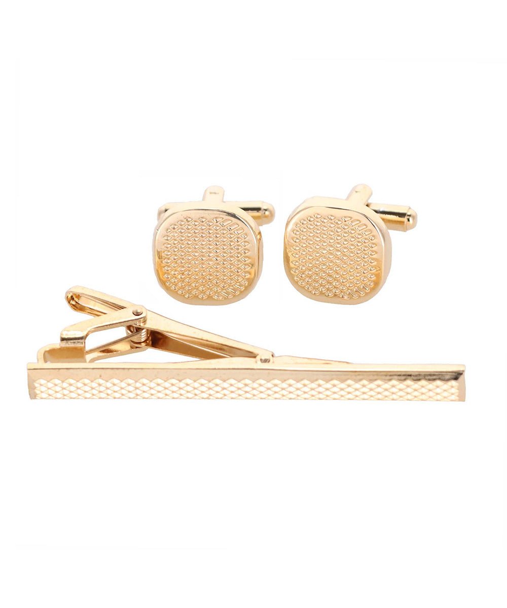 Vittorio Vico Plain Gold Cufflink & Tie Bar Set in Gift Box - Suits You Sir - CLTB 447 -