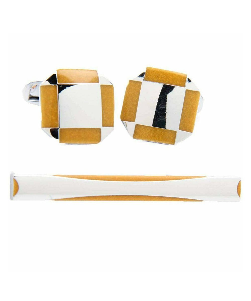 Vittorio Vico Plain Gold Cufflink & Tie Bar Set in Gift Box - Suits You Sir - CLTB 447 -