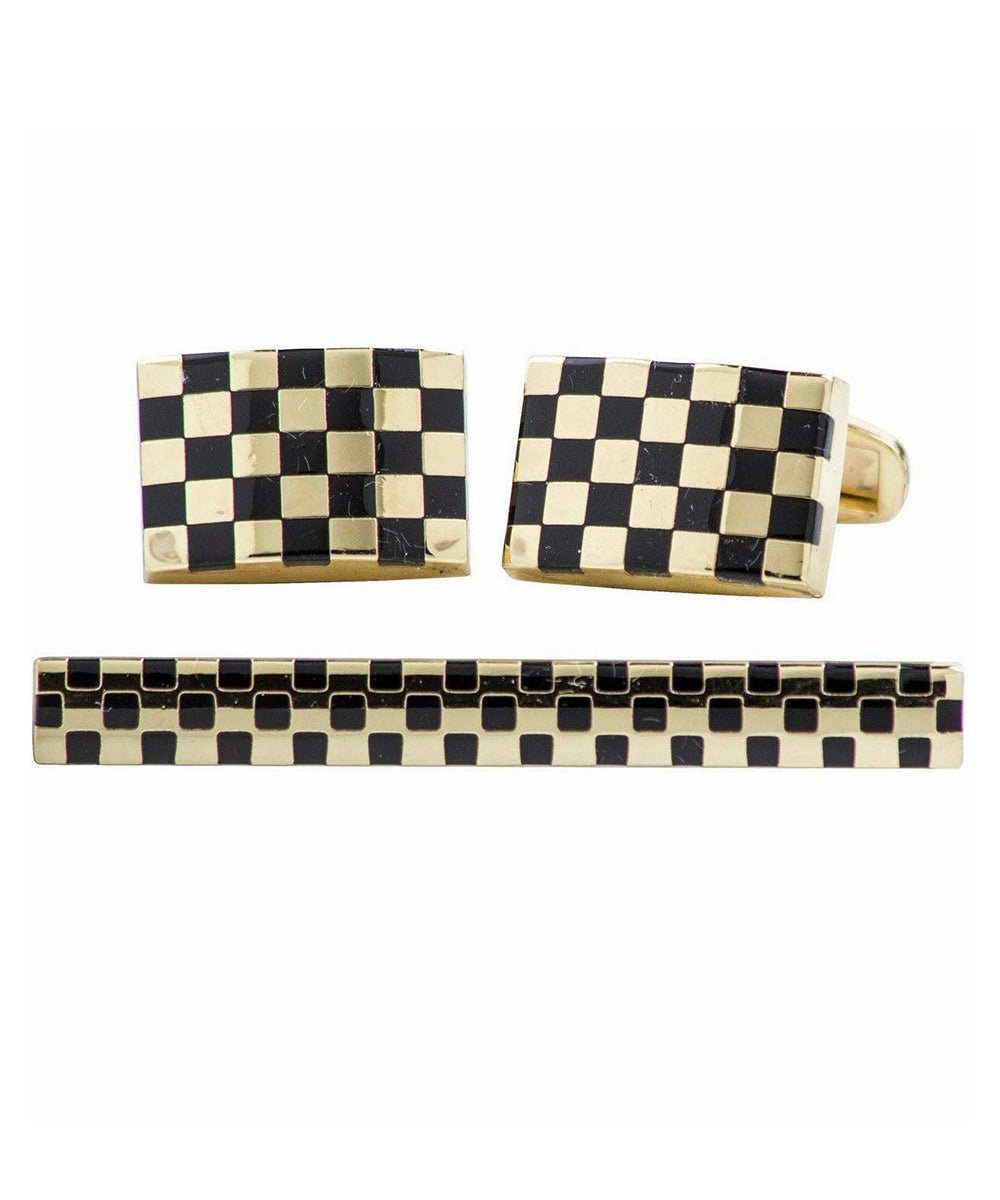 Vittorio Vico Plain Gold Cufflink & Tie Bar Set in Gift Box - Suits You Sir - CLTB 447 -