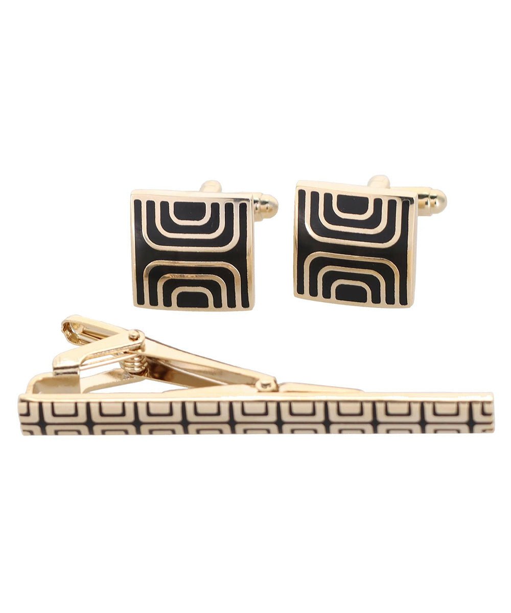 Vittorio Vico Plain Gold Cufflink & Tie Bar Set in Gift Box - Suits You Sir - CLTB 461 -