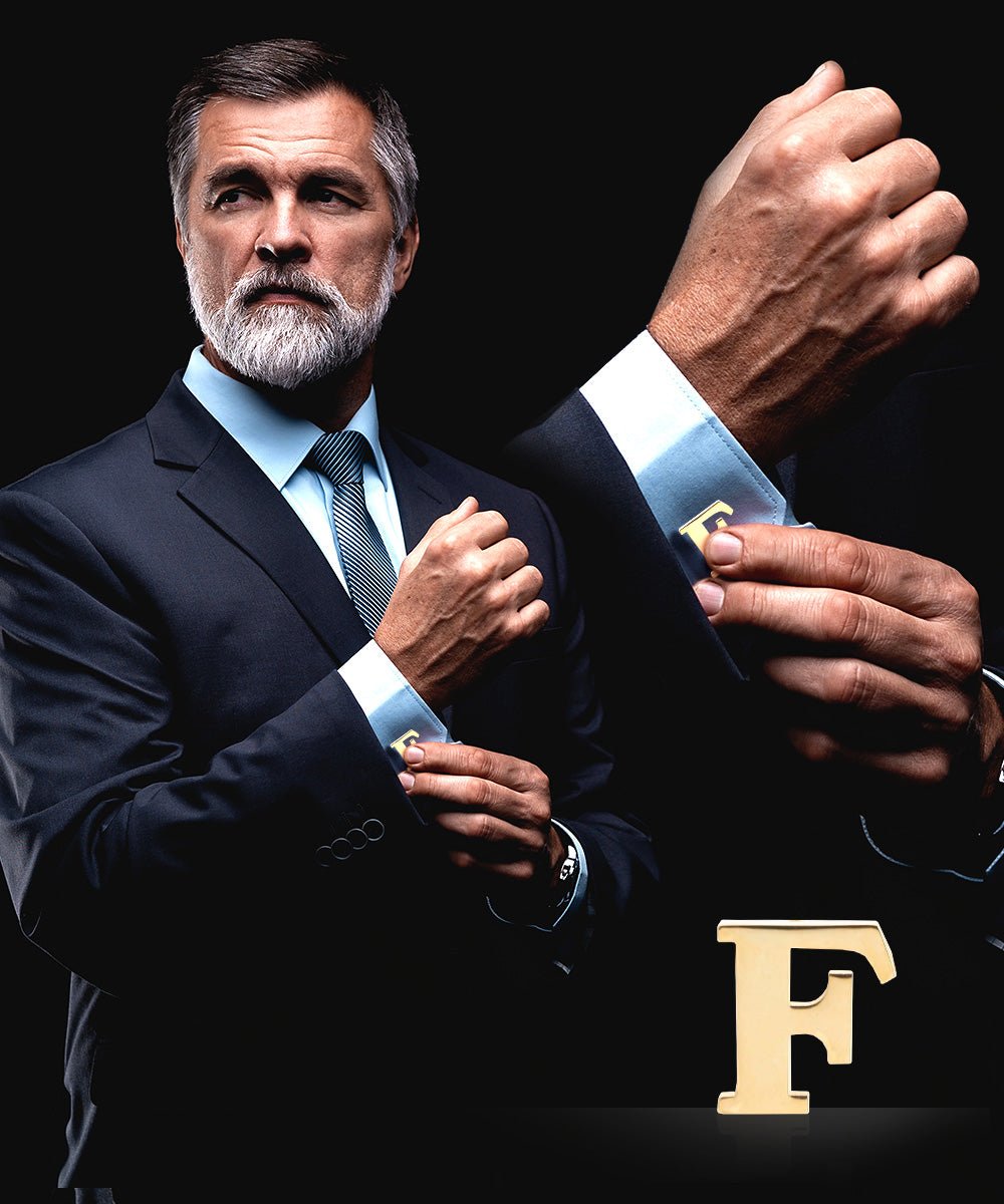 Vittorio Vico Plain Initial Cufflinks in Gift Box - Suits You Sir - Gold - F
