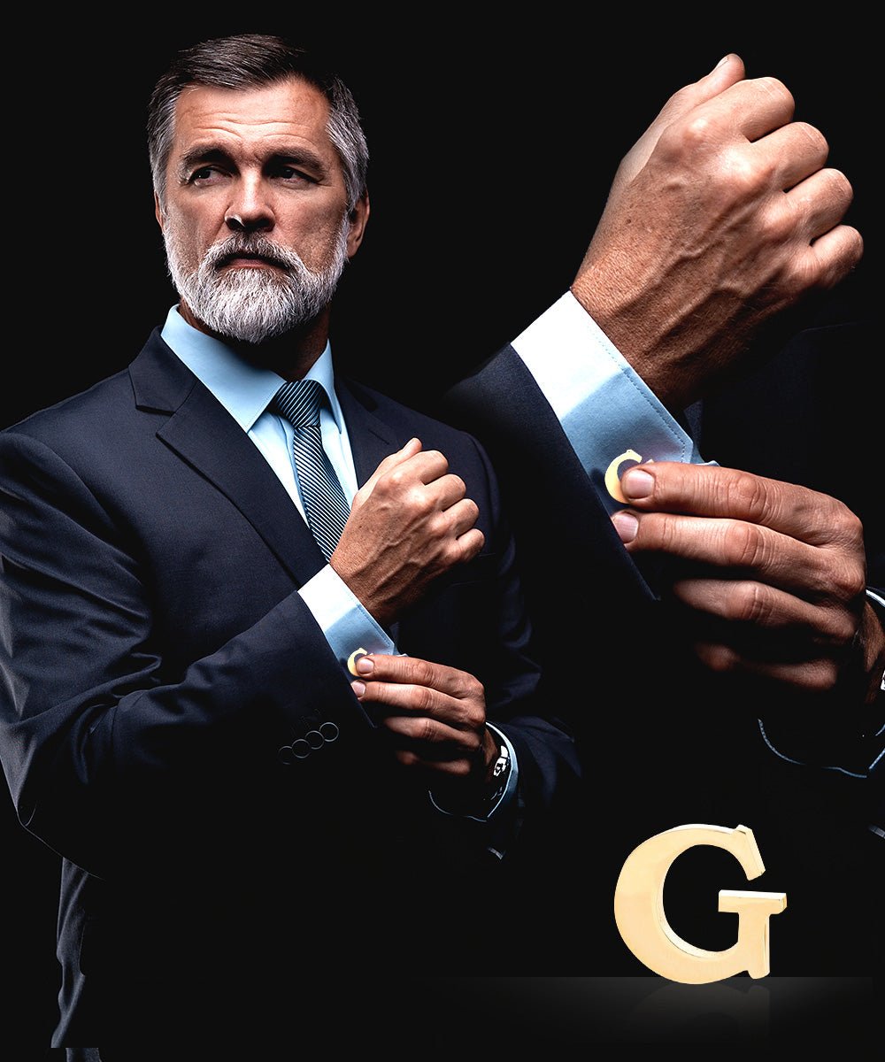 Vittorio Vico Plain Initial Cufflinks in Gift Box - Suits You Sir - Gold - G