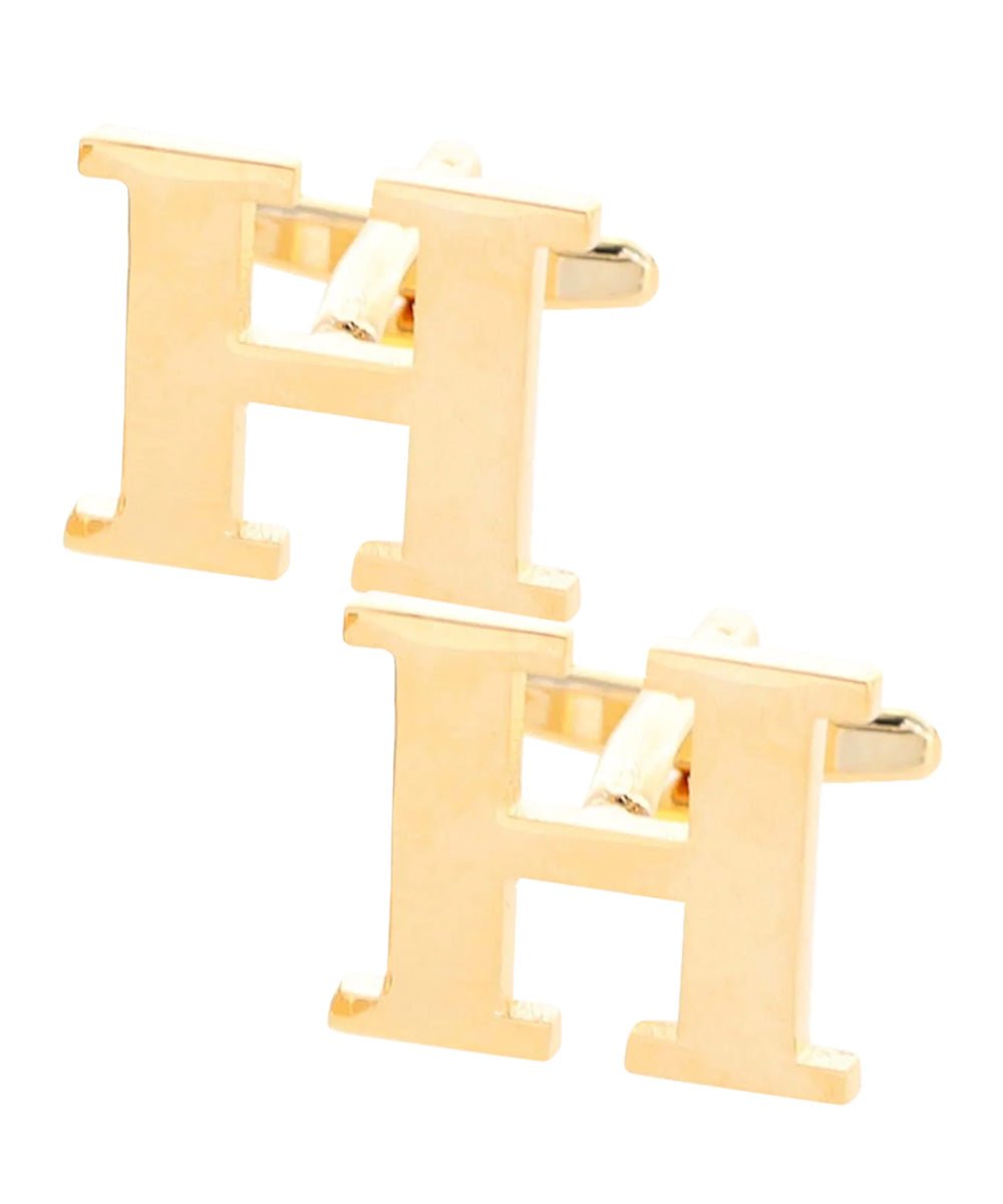 Vittorio Vico Plain Initial Cufflinks in Gift Box - Suits You Sir - Gold - H