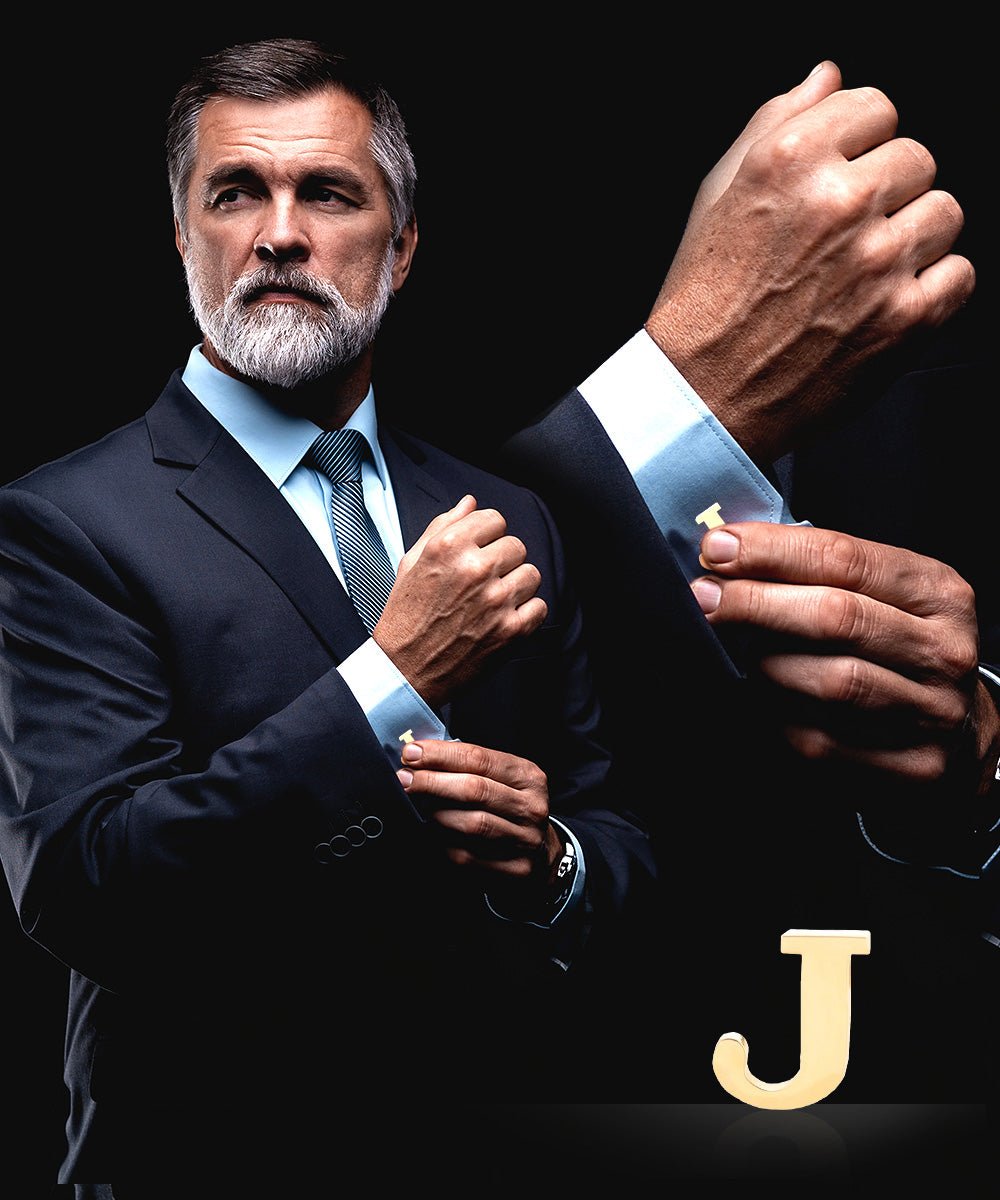 Vittorio Vico Plain Initial Cufflinks in Gift Box - Suits You Sir - Gold - J
