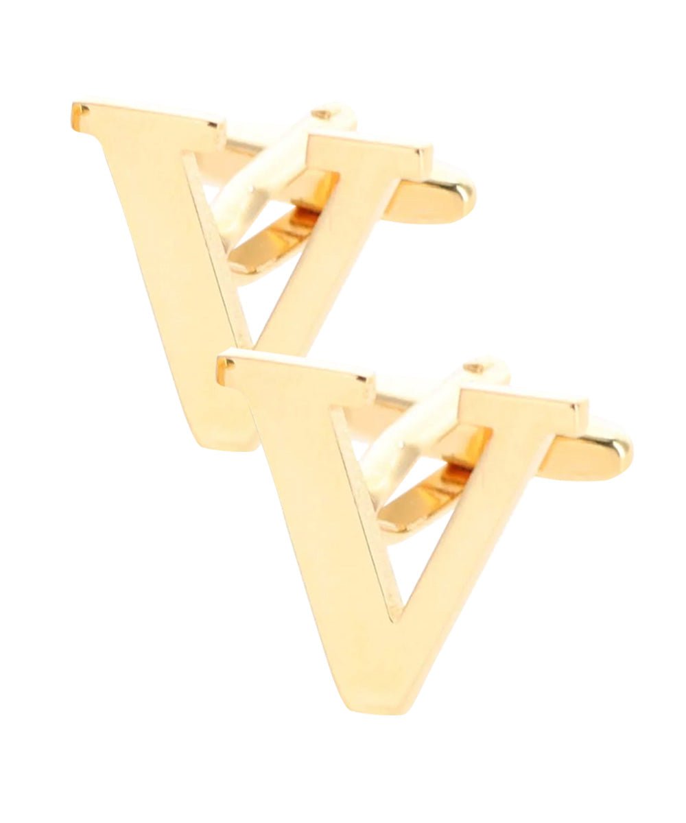 Vittorio Vico Plain Initial Cufflinks in Gift Box - Suits You Sir - Gold - V
