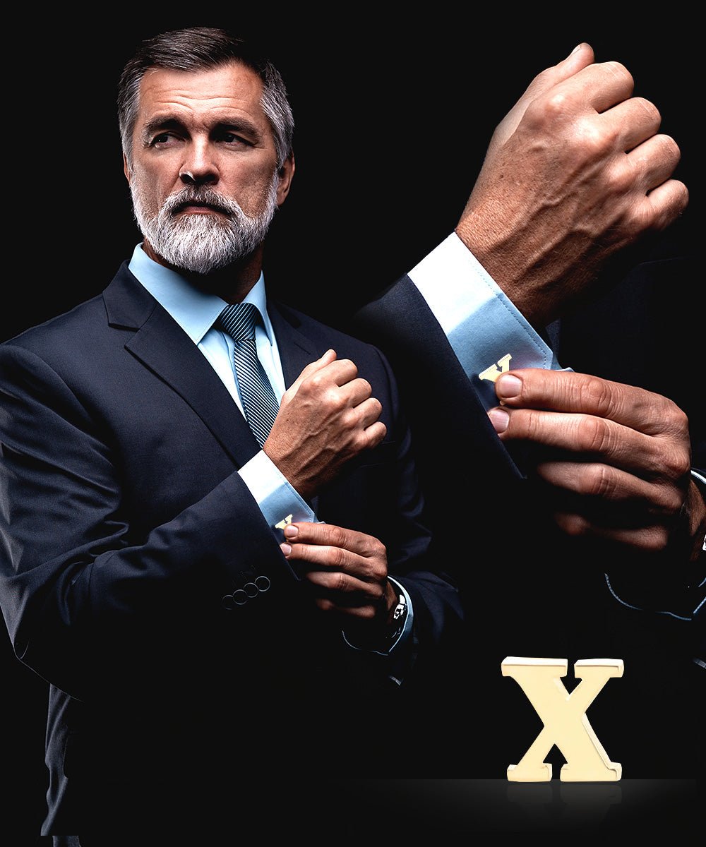 Vittorio Vico Plain Initial Cufflinks in Gift Box - Suits You Sir - Gold - X