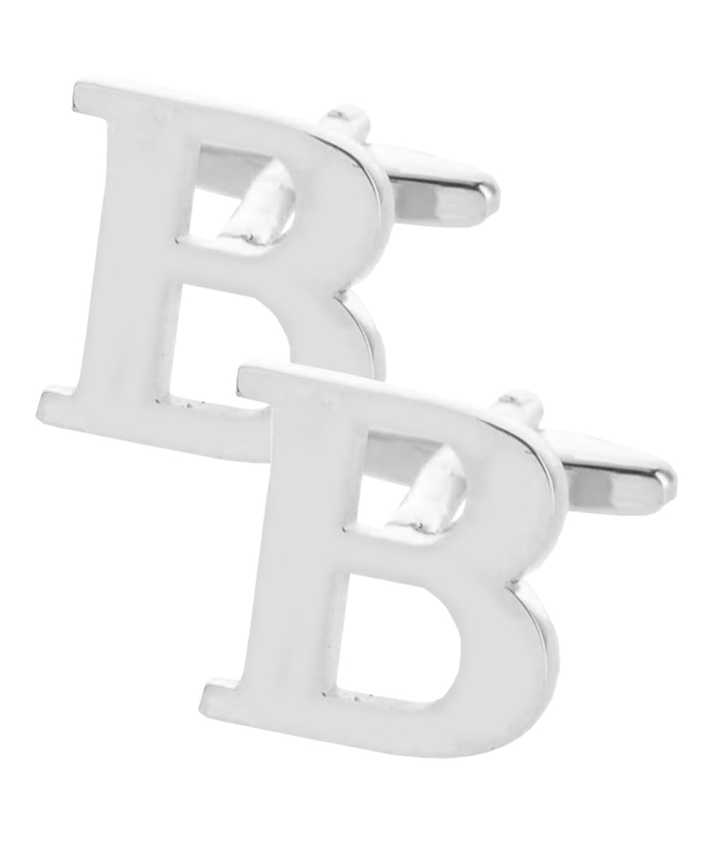 Vittorio Vico Plain Initial Cufflinks in Gift Box - Suits You Sir - Silver - B