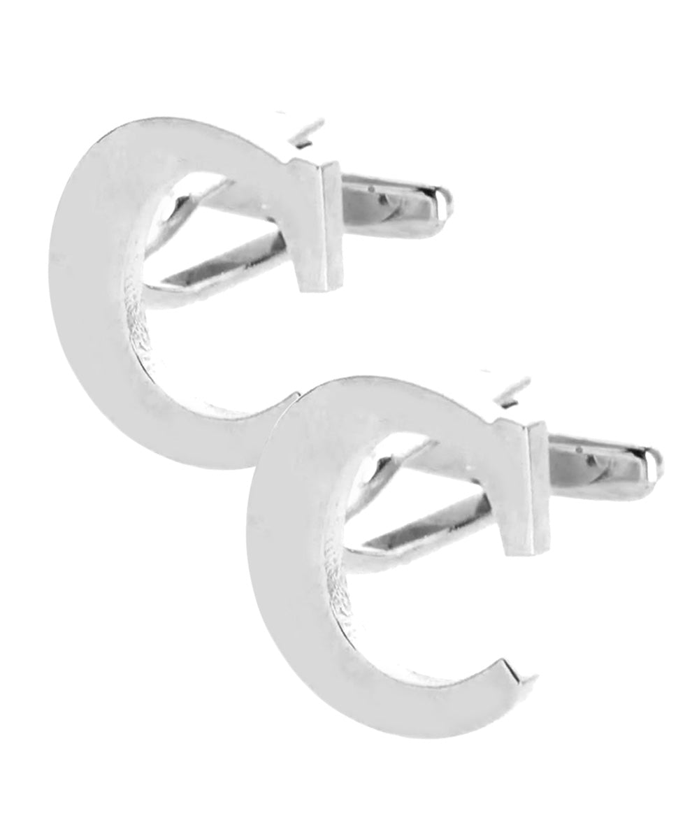 Vittorio Vico Plain Initial Cufflinks in Gift Box - Suits You Sir - Silver - C