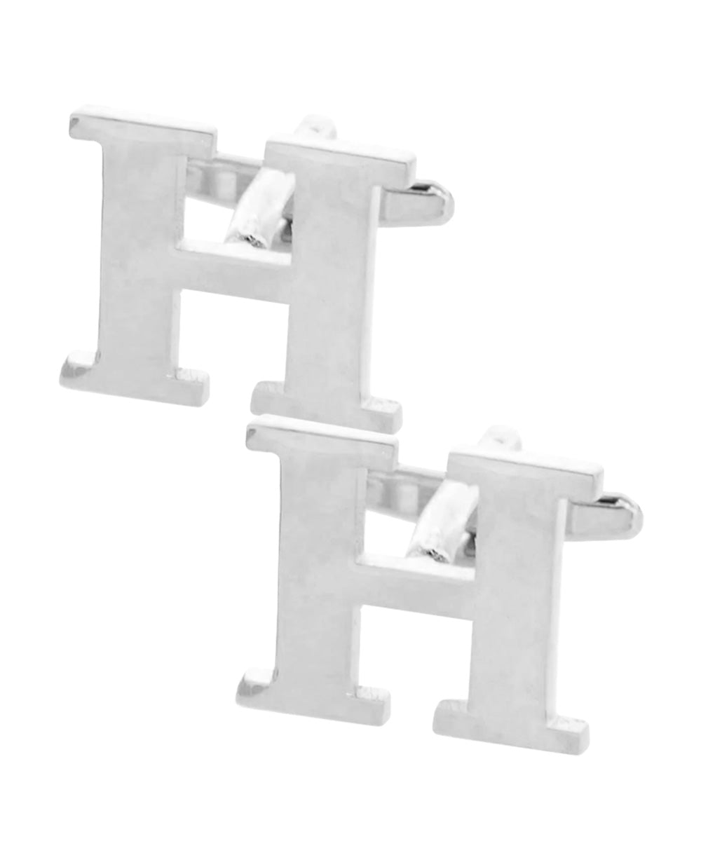 Vittorio Vico Plain Initial Cufflinks in Gift Box - Suits You Sir - Silver - H