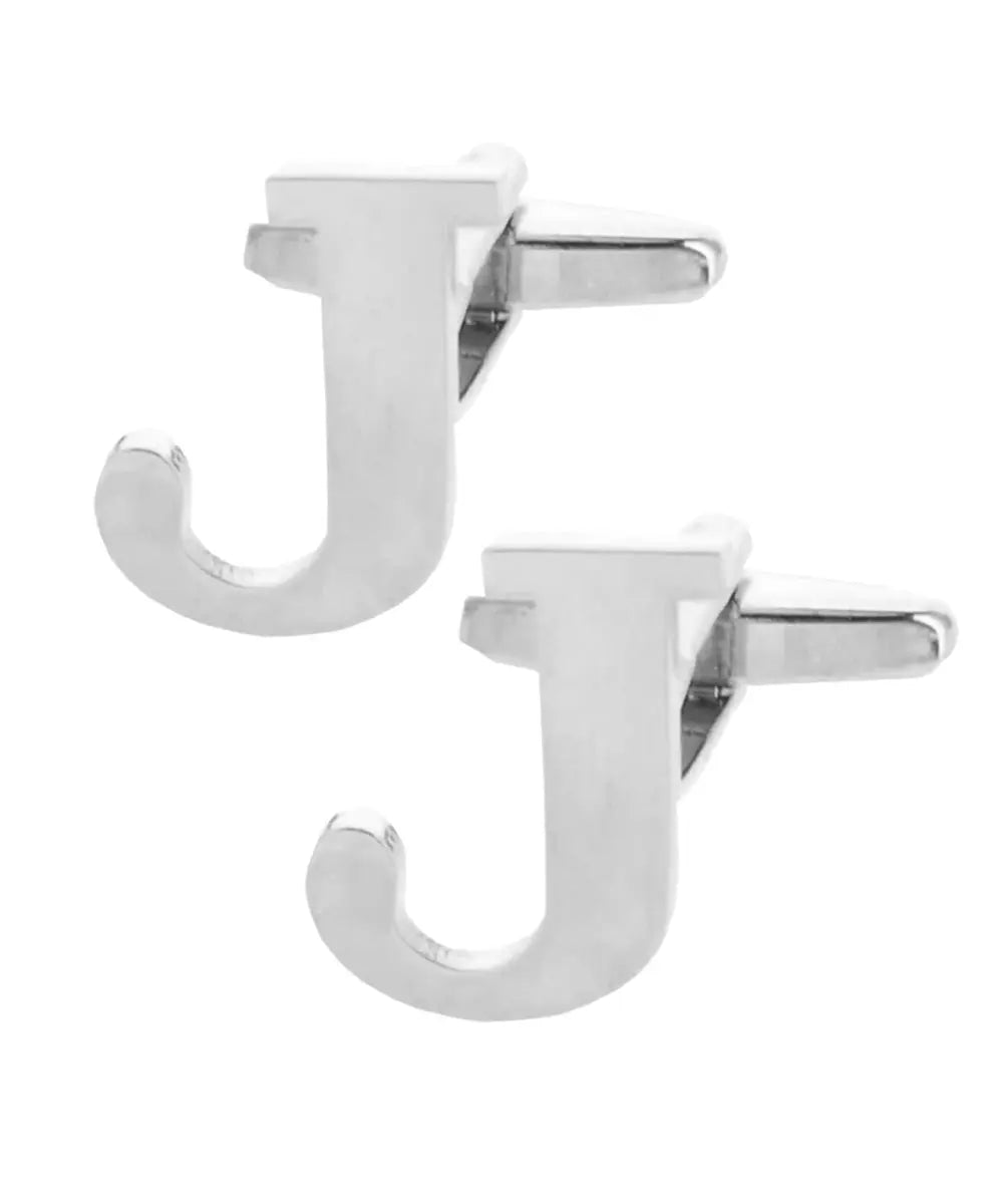 Vittorio Vico Plain Initial Cufflinks in Gift Box - Suits You Sir - Silver - J
