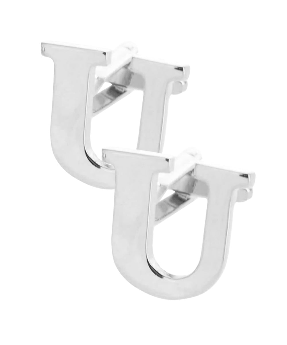 Vittorio Vico Plain Initial Cufflinks in Gift Box - Suits You Sir - Silver - U
