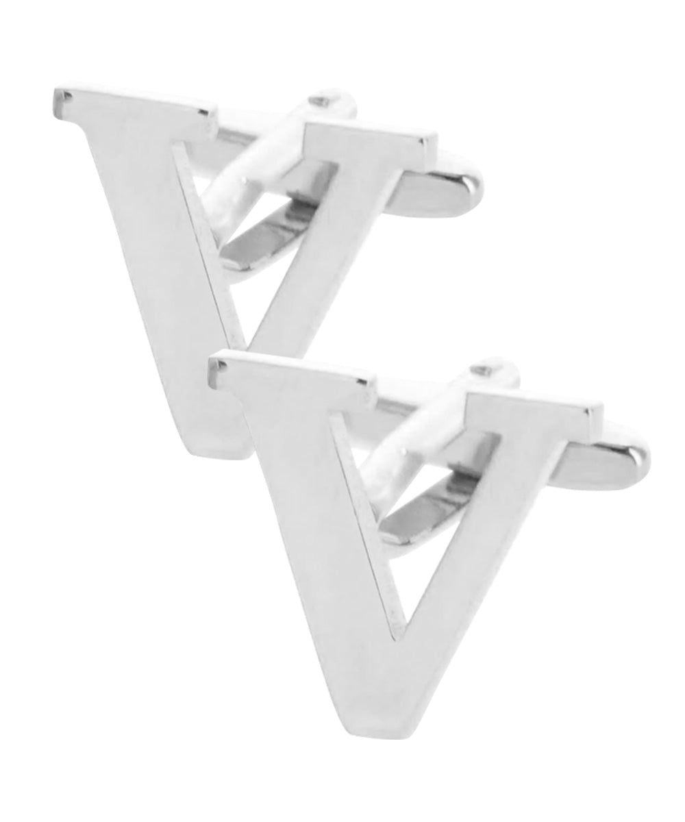 Vittorio Vico Plain Initial Cufflinks in Gift Box - Suits You Sir - Silver - V