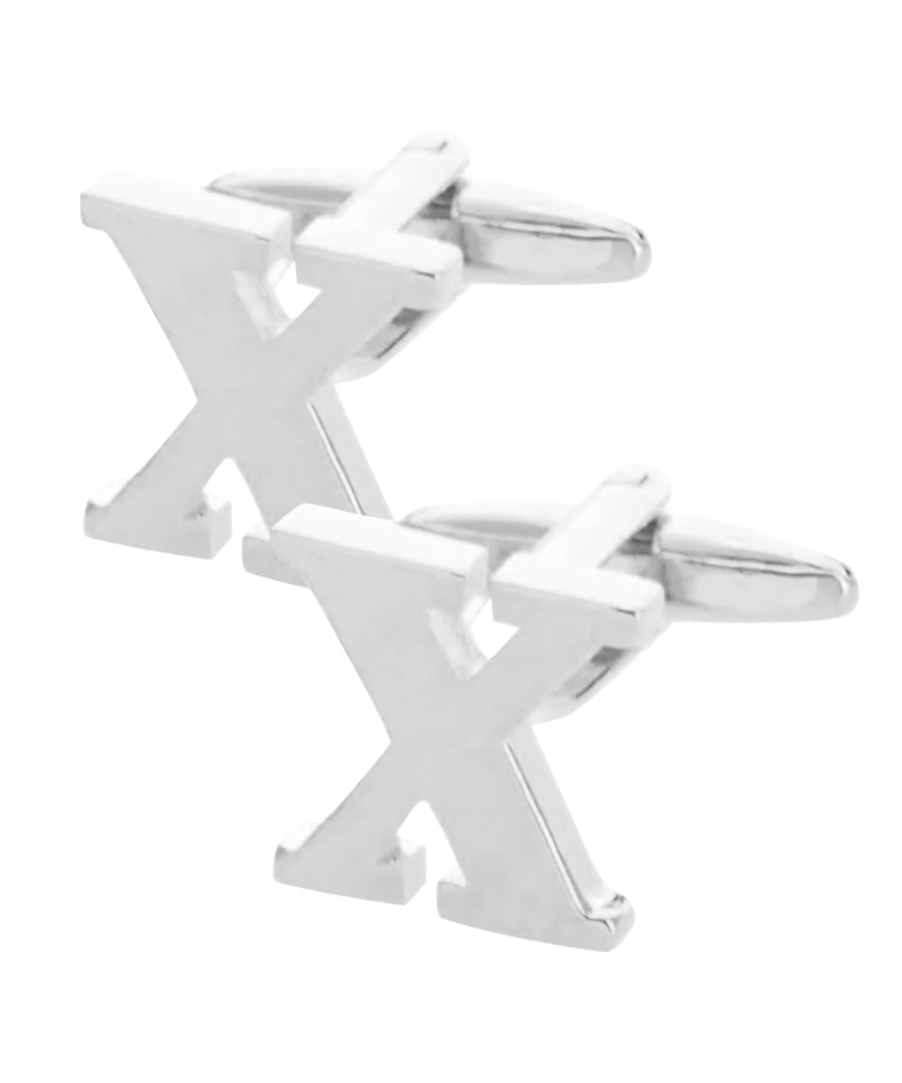 Vittorio Vico Plain Initial Cufflinks in Gift Box - Suits You Sir - Silver - X