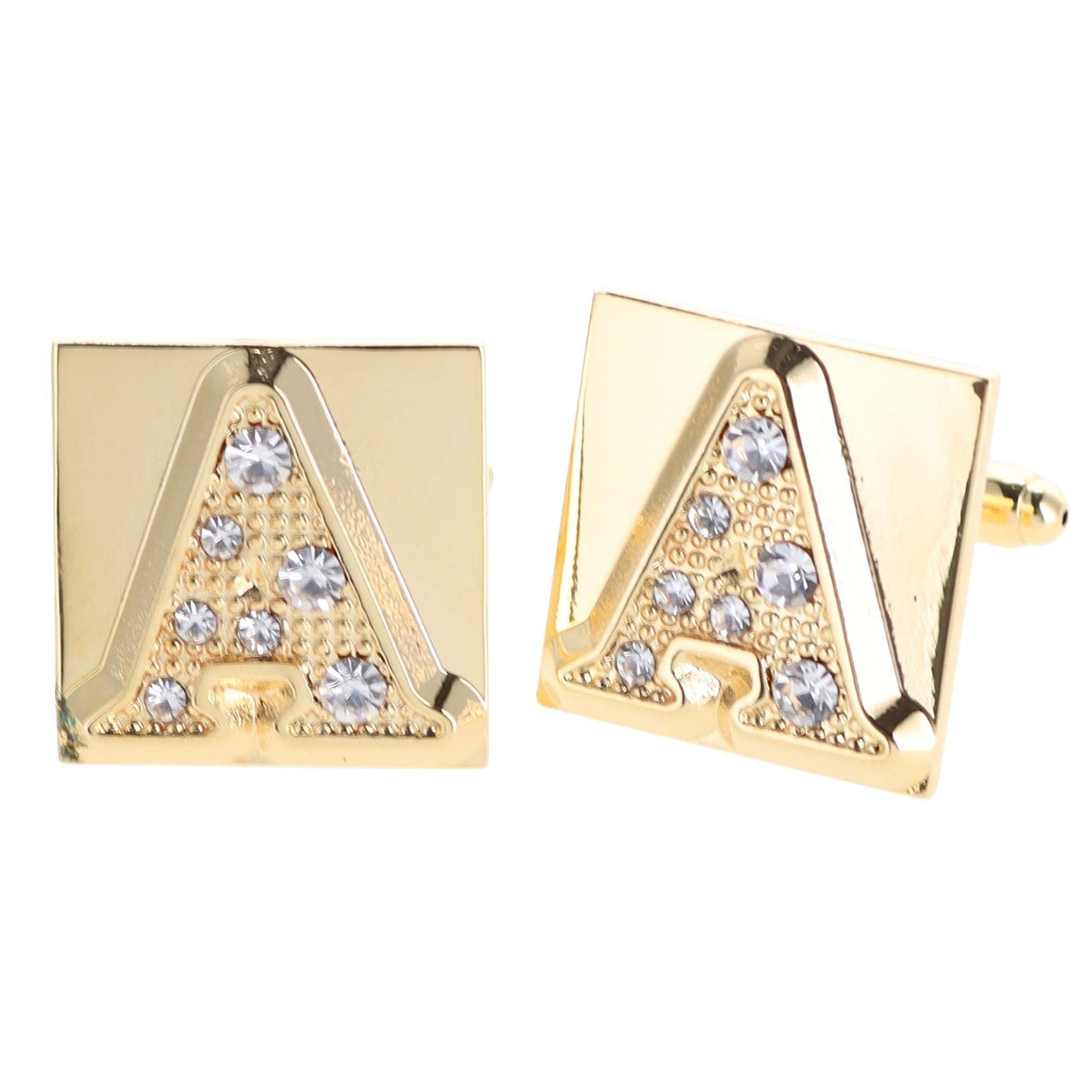 Vittorio Vico Rhinestone Initial Cufflinks in Gift Box - Suits You Sir - Gold - A