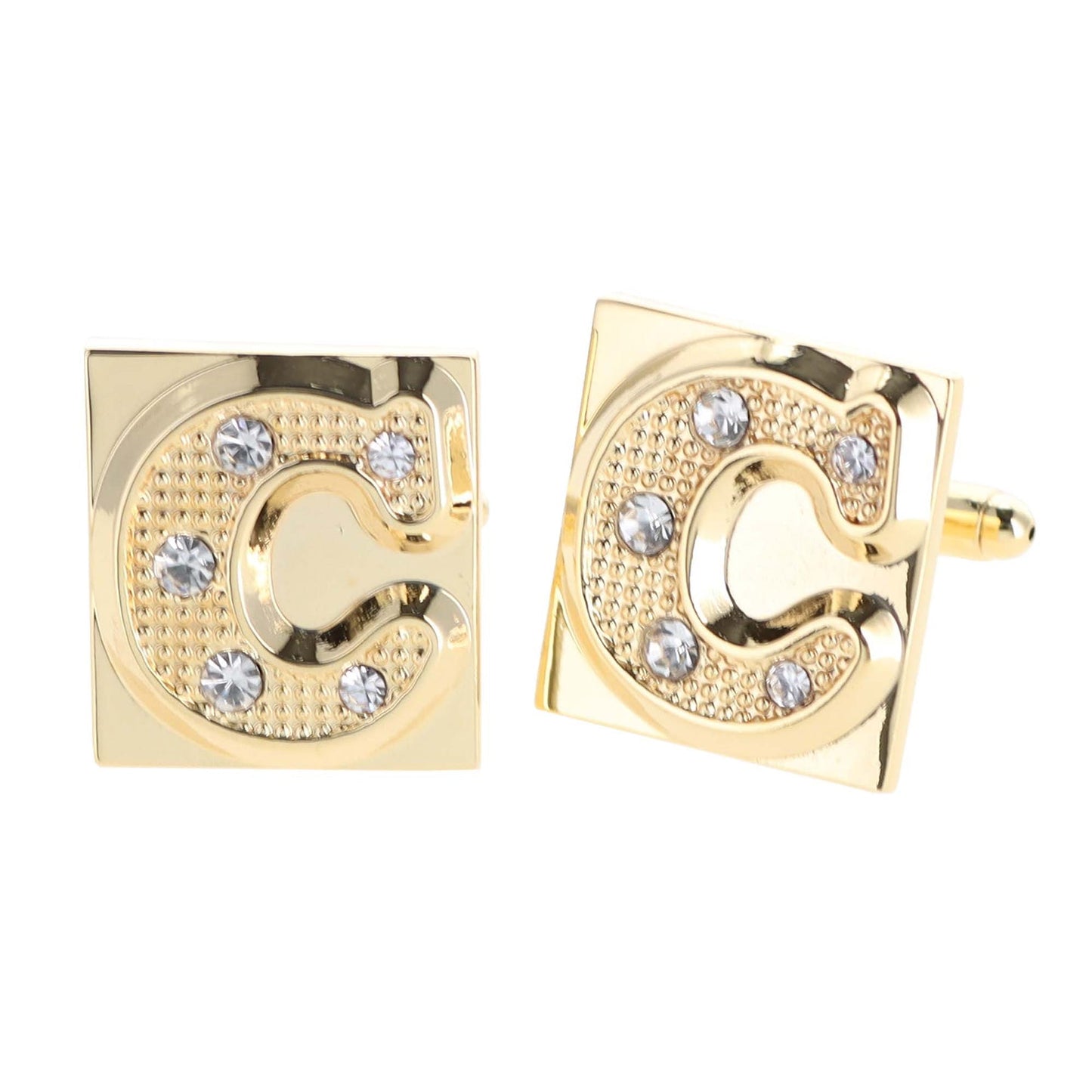 Vittorio Vico Rhinestone Initial Cufflinks in Gift Box - Suits You Sir - Gold - C