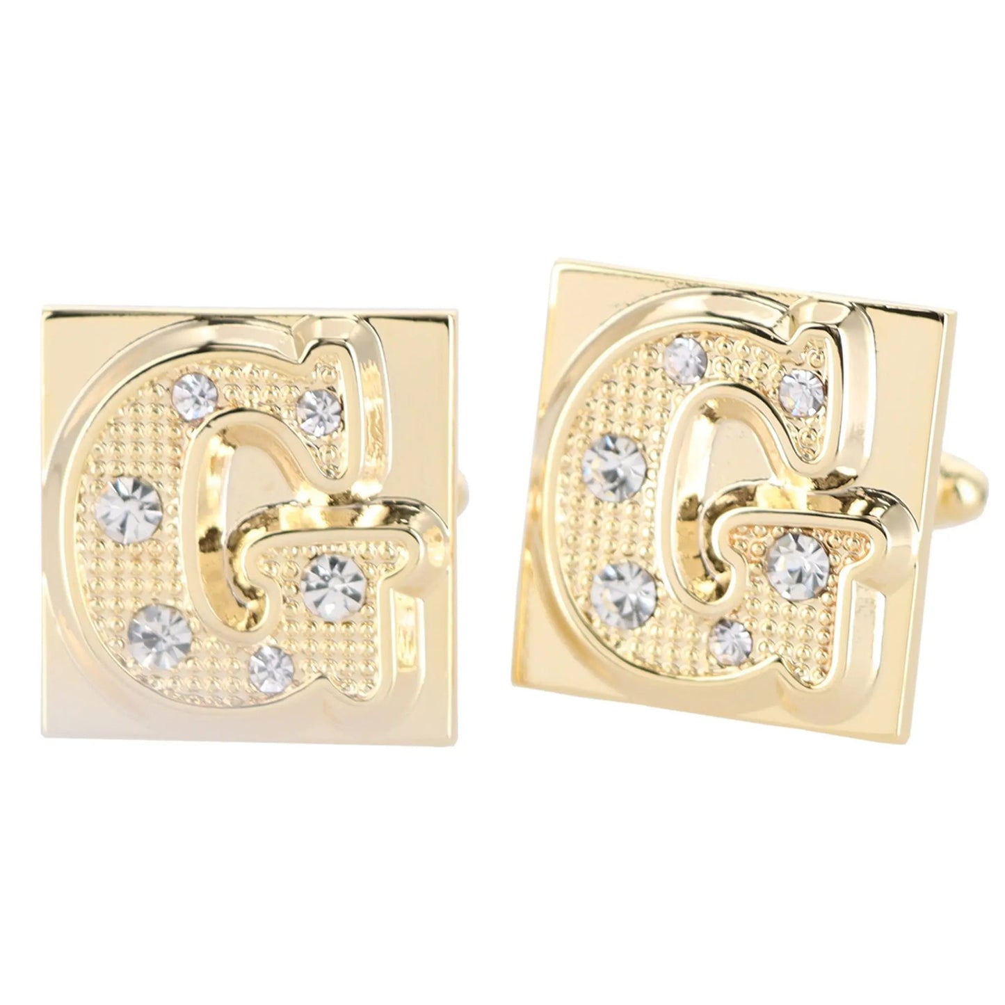 Vittorio Vico Rhinestone Initial Cufflinks in Gift Box - Suits You Sir - Gold - G