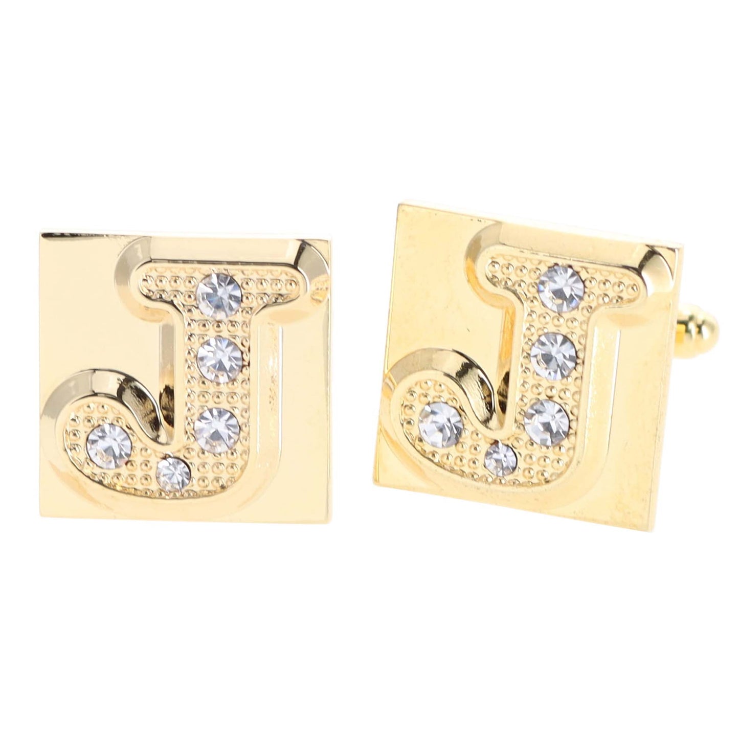 Vittorio Vico Rhinestone Initial Cufflinks in Gift Box - Suits You Sir - Gold - J