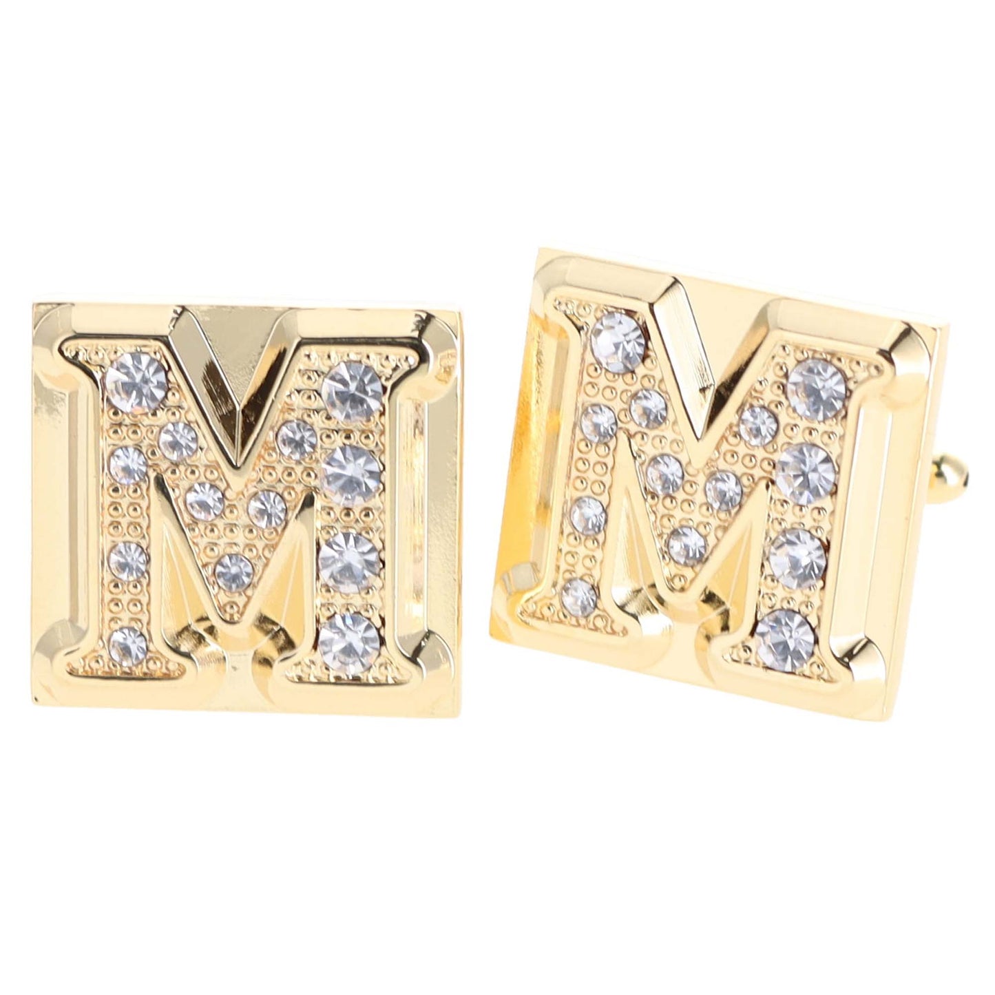 Vittorio Vico Rhinestone Initial Cufflinks in Gift Box - Suits You Sir - Gold - M