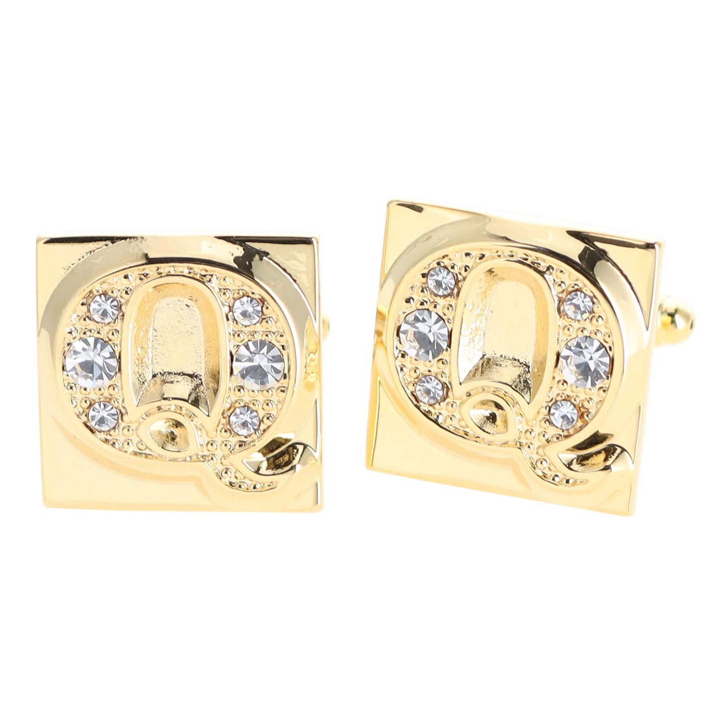 Vittorio Vico Rhinestone Initial Cufflinks in Gift Box - Suits You Sir - Gold - Q